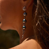 Jellyfish Quartz and Tahitian Pearl Drop Earring with Diamonds