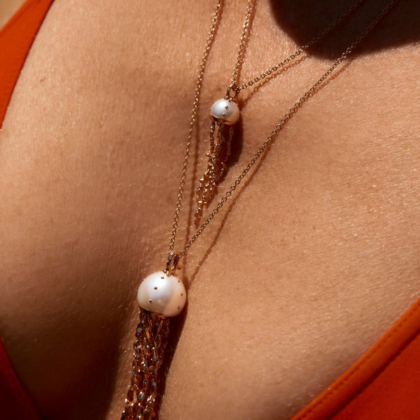 Jellyfish White Pearl Pendant on a chain