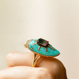 Scarab Turquoise Ring with Watermelon Tourmaline