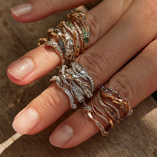 Exhale Stackable Ring with Tsavorites