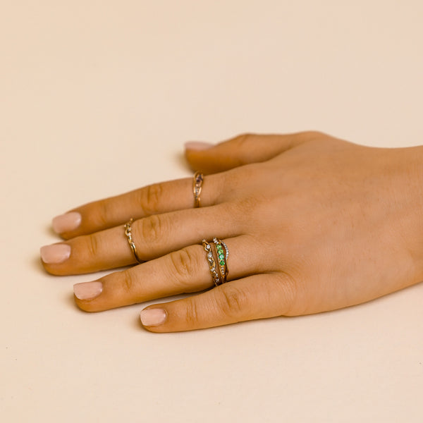 Inhale Stackable Ring with Tsavorites