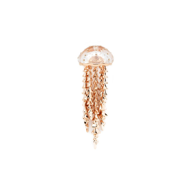 Jellyfish Quartz Earring with Rose Gold Tentacles
