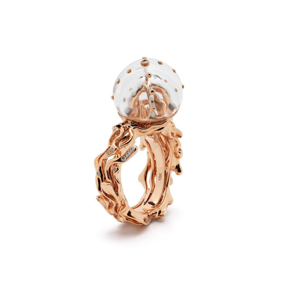 Jellyfish Quartz Ring in Rose Gold with Diamonds