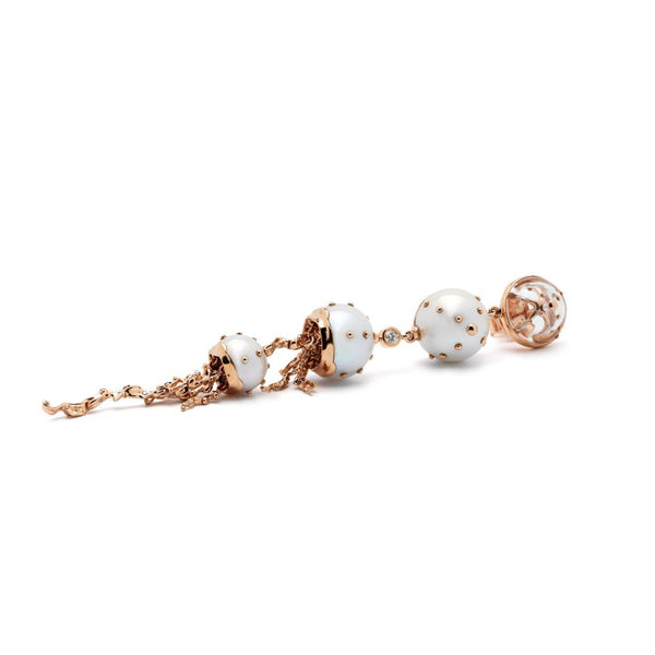 Jellyfish Quartz and White Pearls Drop Earring with Diamonds