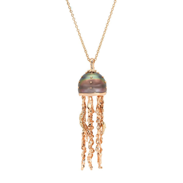 Jellyfish Tahitian Pearl Pendant with Diamonds (Large)