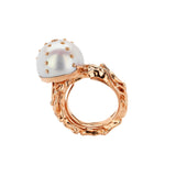 Jellyfish White Pearl Ring in Rose Gold with Diamonds