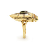 Scarab Gold Brushed Ring with Watermelon Tourmaline